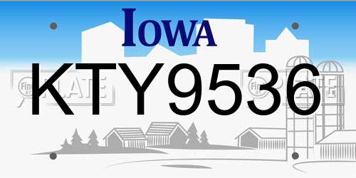 KTY9536 Iowa License Plate
