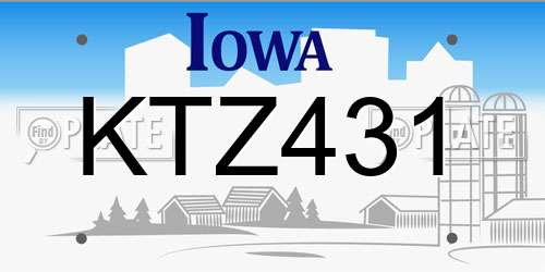 KTZ431 Iowa License Plate