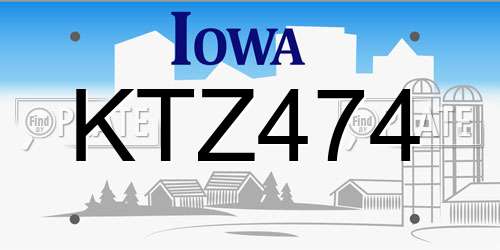 KTZ474 Iowa License Plate