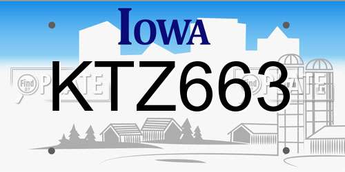 KTZ663 Iowa License Plate