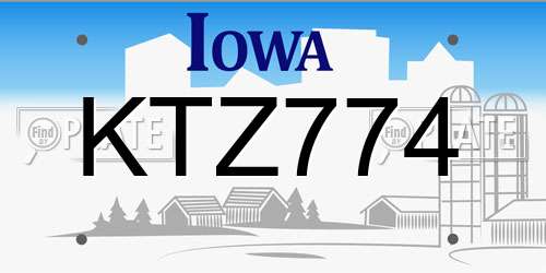 KTZ774 Iowa License Plate