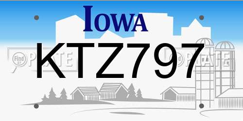 KTZ797 Iowa License Plate