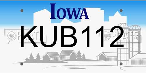 KUB112 Iowa License Plate