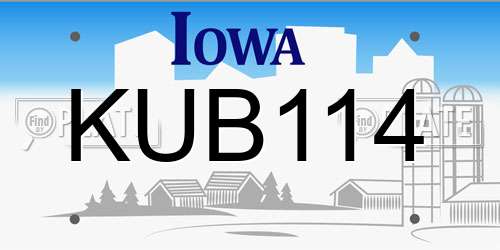 KUB114 Iowa License Plate