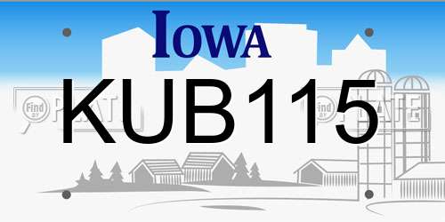 KUB115 Iowa License Plate