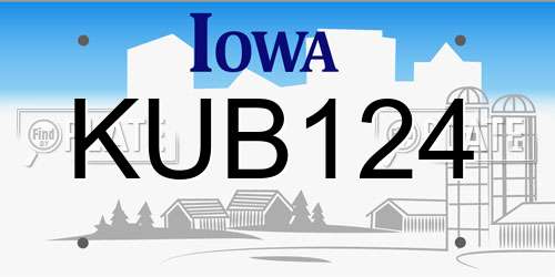 KUB124 Iowa License Plate