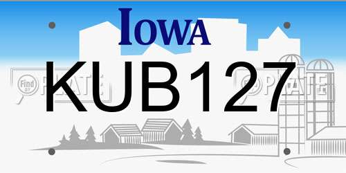 KUB127 Iowa License Plate
