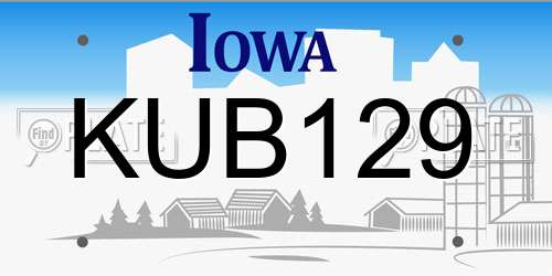 KUB129 Iowa License Plate