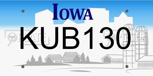 KUB130 Iowa License Plate