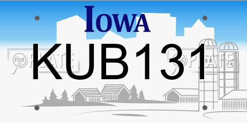 KUB131 Iowa License Plate