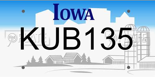 KUB135 Iowa License Plate