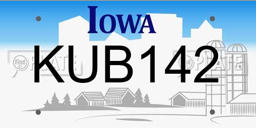 KUB142 Iowa License Plate