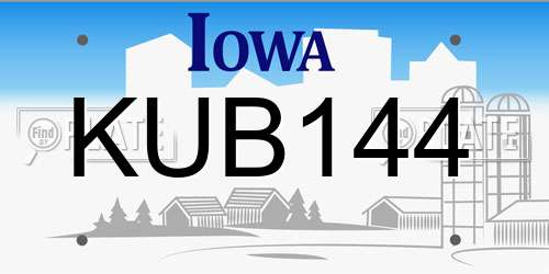 KUB144 Iowa License Plate