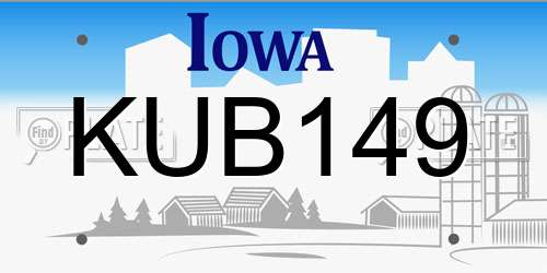 KUB149 Iowa License Plate