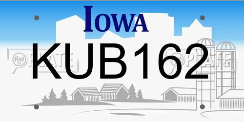 KUB162 Iowa License Plate