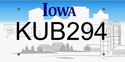 KUB294 Iowa License Plate
