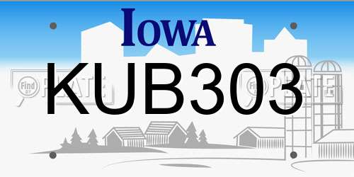 KUB303 Iowa License Plate