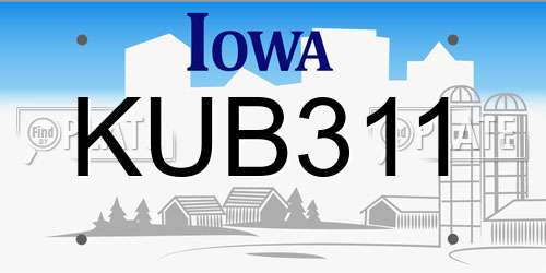 KUB311 Iowa License Plate