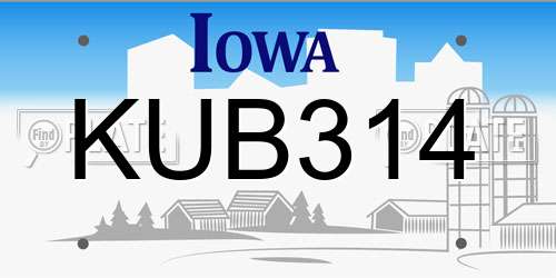 KUB314 Iowa License Plate