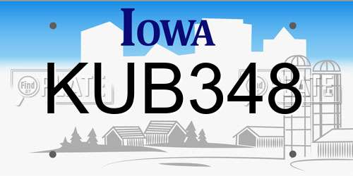KUB348 Iowa License Plate