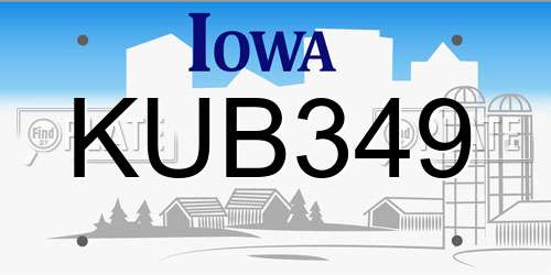 KUB349 Iowa License Plate