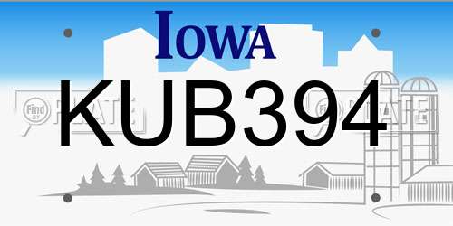 KUB394 Iowa License Plate