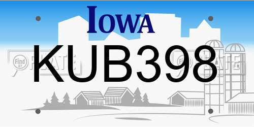 KUB398 Iowa License Plate