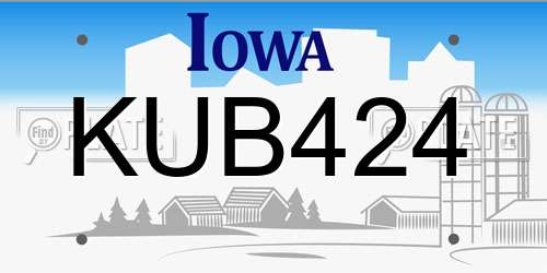 KUB424 Iowa License Plate