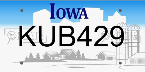 KUB429 Iowa License Plate