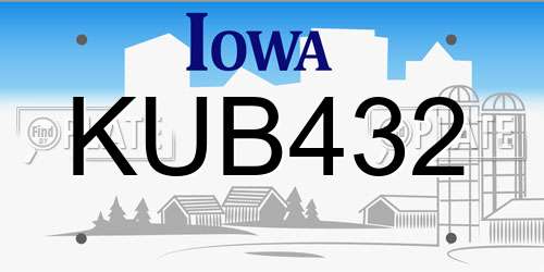 KUB432 Iowa License Plate