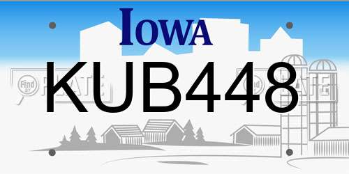 KUB448 Iowa License Plate