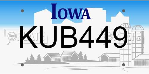 KUB449 Iowa License Plate