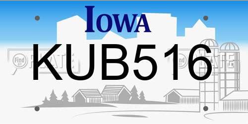 KUB516 Iowa License Plate