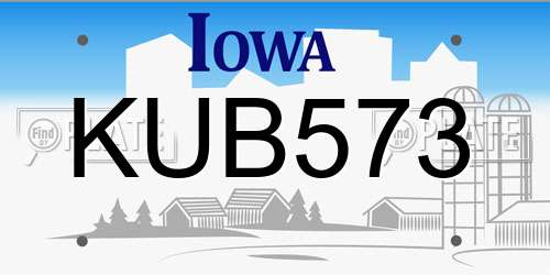 KUB573 Iowa License Plate