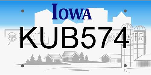 KUB574 Iowa License Plate