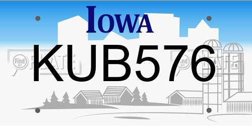 KUB576 Iowa License Plate