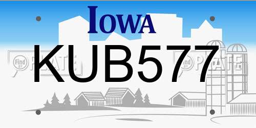 KUB577 Iowa License Plate