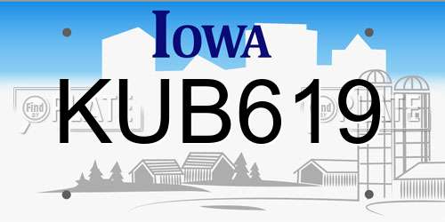 KUB619 Iowa License Plate