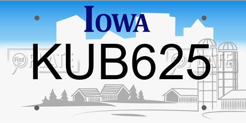 KUB625 Iowa License Plate
