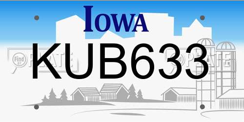 KUB633 Iowa License Plate