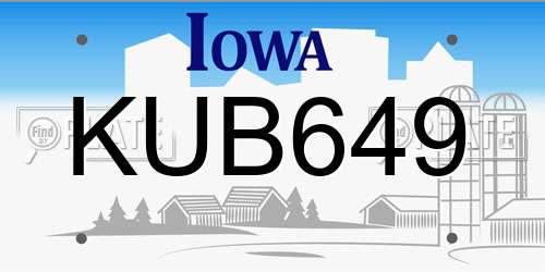 KUB649 Iowa License Plate