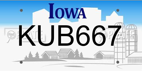 KUB667 Iowa License Plate