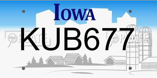 KUB677 Iowa License Plate
