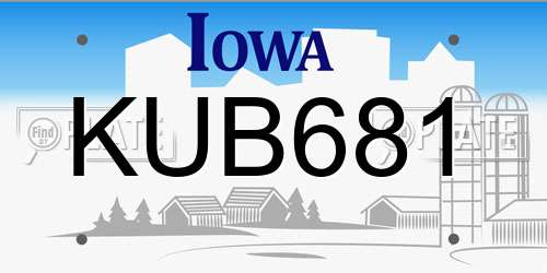 KUB681 Iowa License Plate