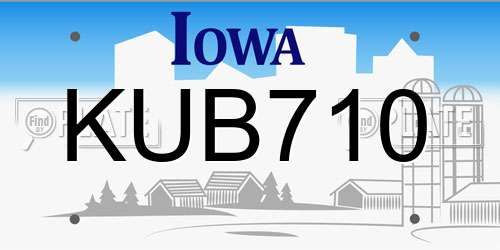 KUB710 Iowa License Plate
