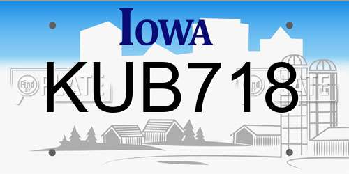 KUB718 Iowa License Plate