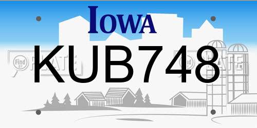 KUB748 Iowa License Plate