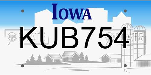 KUB754 Iowa License Plate