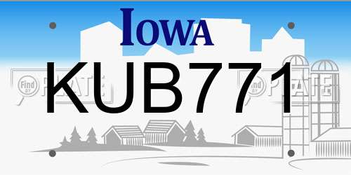 KUB771 Iowa License Plate