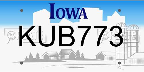 KUB773 Iowa License Plate